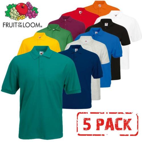 5 Männer Fruit Of The Loom Polo T-Shirts mit Kurzarm